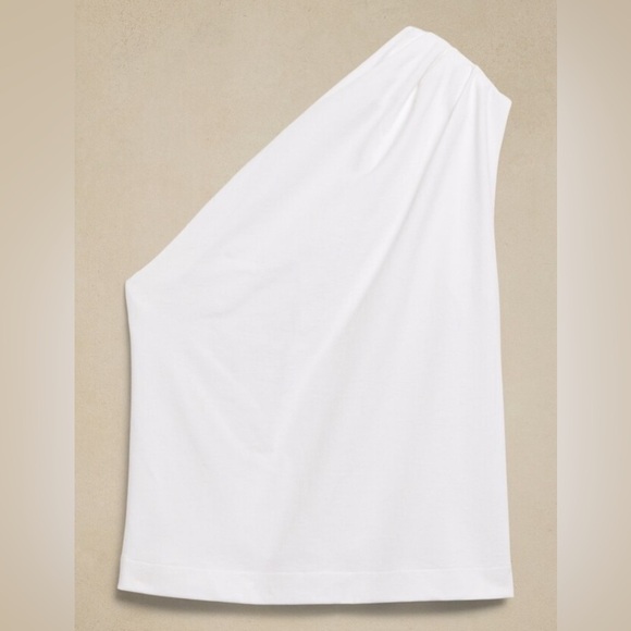 NWT Banana Republic One Shoulder Cotton White Tank Size XL. - Picture 3 of 8
